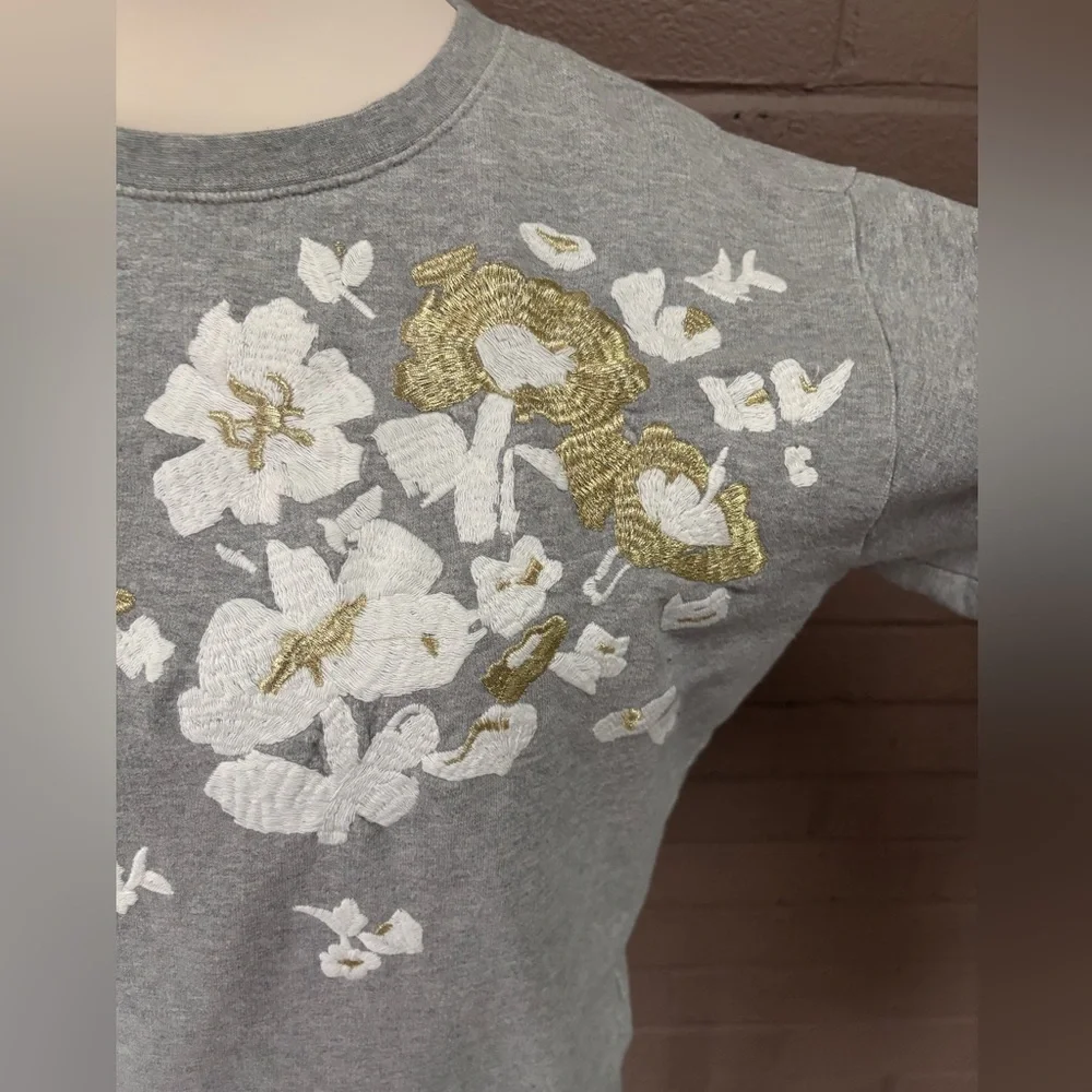 J.Crew Gray Sweatshirt with Floral Embroidery S